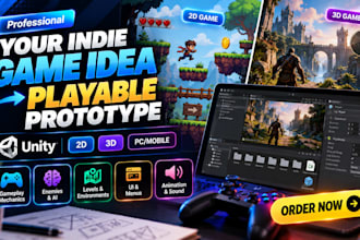 build a unity 2d, 3d game prototype for your indie game idea