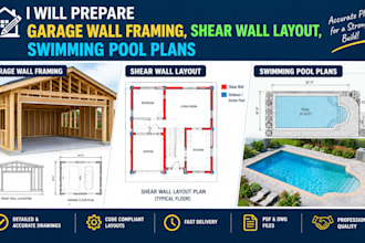 prepare garage wall framing, shear wall layout, swimming pool plans