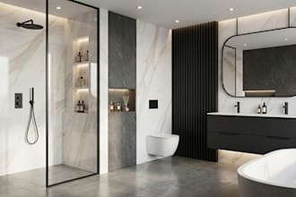 do bathroom interior design in 3d and render