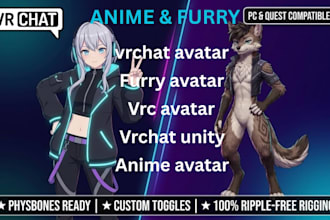 custom 3d vrchat avatar anime asset fit furry avatar retexture unity vrc model