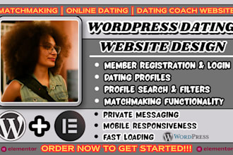 design a professional wordpress dating website and matchmaking platform