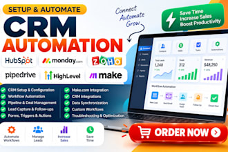 setup hubspot monday zoho CRM pipedrive gohighlevel make automation