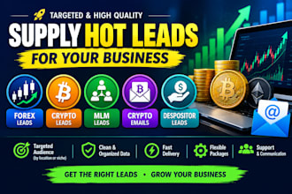 supply hot forex leads, crypto leads, mlm leads, crypto emails, despositor leads