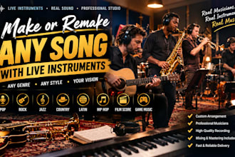 make or remake instrumental of any song of any genre with live instruments