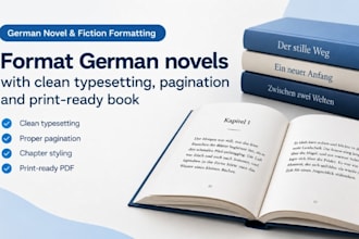 format german novels with clean typesetting, pagination and print ready book