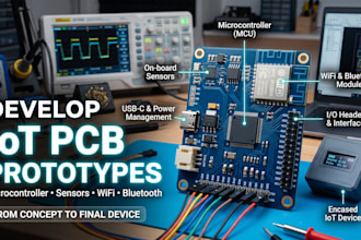 develop iot pcb prototype with micro controller, sensors, wifi and bluetooth
