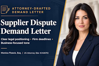 draft a binding supplier nonperformance demand letter as a US attorney