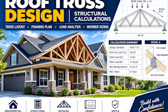 design residential roof trusses with structural calculations, framing plans