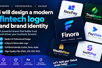 design a modern fintech logo and brand identity