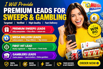 give first hit take sweep leads, USA leads, gamblers leads, mega million leads