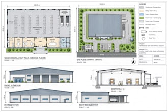 draft warehouse layout plans and industrial facility cad drawings