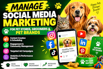 manage social media marketing for pet stores, groomers and pet brands