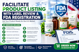 facilitate product listing with fda label review and fda registration