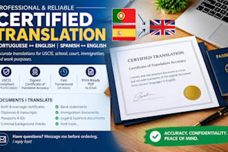translate and certify portuguese and spanish documents for uscis