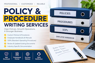 write policy and procedure sops, healthcare employee handbook, policy manual