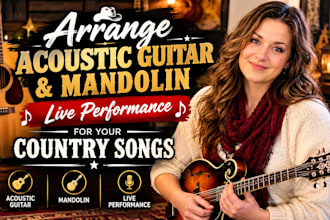 arrange acoustic guitar mandolin live performance for your country songs