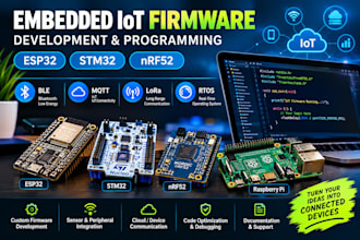develop embedded iot firmware for esp32 ,stm32, nrf52 ,ble ,mqtt, lora ,rtos