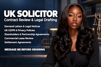 review your UK contract draft legal document as UK solicitor