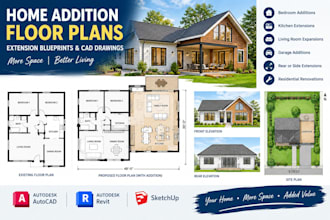 design home addition floor plans extension blueprints cad drawings