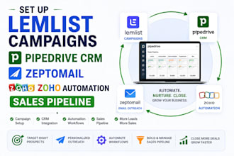 set up lemlist campaigns pipedrive crm zeptomail zoho automation sales pipeline