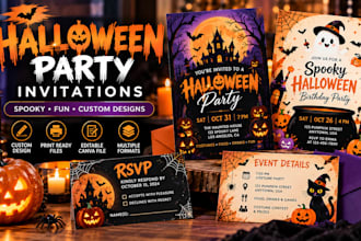 design halloween party invitations, spooky, fun and custom party cards