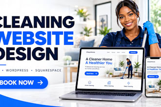 design commercial cleaning website, cleaning landing page house cleaning website
