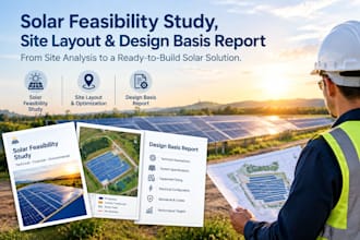 create solar feasibility study, site layout and design basis report