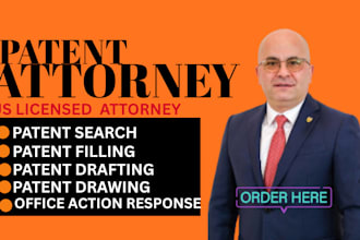 draft patent applications and provide patent attorney services