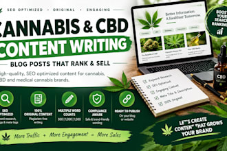 write SEO optimized cannabis and cbd blog posts for brands