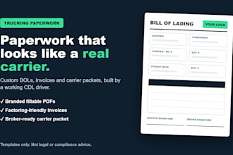 create your trucking bol, carrier packet and invoice templates