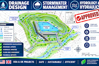 drainage design stormwater management hdraulogy hydraulics report flood analysis
