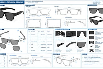 design eyewear cad with factory tech packs and technical drawings for production
