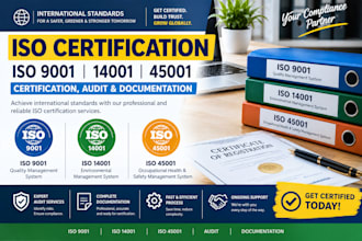 provide iso 9001, 14001, 45001 certification, audit and documentation