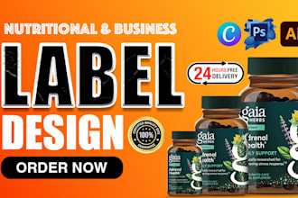 design supplement label with 3d mockup, product label, packaging design fda cfia