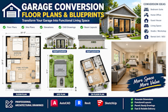design garage conversion floor plans residential blueprint cad drawings