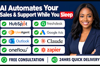 integrate hubspot freshdesk liveagent google ads outlook claude oneflow zapier