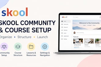 setup skool online community, create skool courses, setup moodle lms