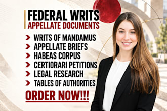 draft a writ of mandamus, appellate brief, habeas corpus and certiorari petition