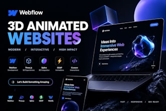 build 3d animated webflow website with gsap, three js or spline