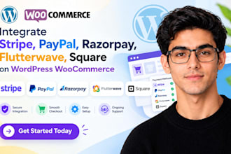 integrate stripe, paypal, razorpay, square, flutterwave on wordpress woocommerce