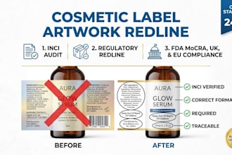 do cosmetic ingredient compliance, fda mocra, and packaging artwork redline