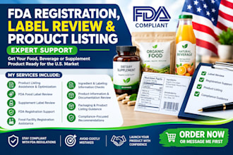 assist with fda registration fda cmpliance as a fda us agent