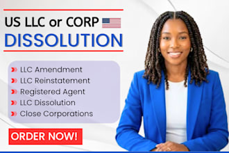 do US llc o corp dissolution, reinstatement, amendment, llc address change