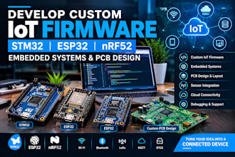 develop custom iot firmware, stm32, esp32, nrf52 embedded systems and pcb design