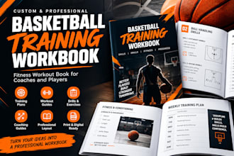 design basketball training workbook, fitness workout book for coaches and player