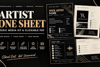 design an artist one sheet, music media kit, and clickable PDF