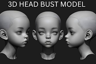 sculpt realistic 3d head, bust model, statue, face likeness for 3d printing stl