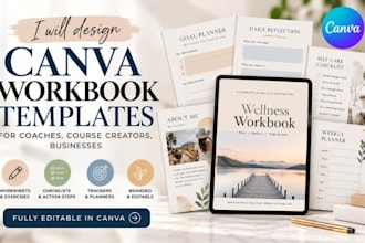 design canva workbook templates for coaches, course creators, businesses