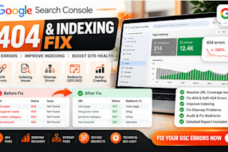 fix google search console 404 errors, indexing issues and URL coverage problems