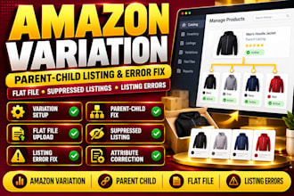 create or fix amazon variation parent child listings and flat file errors